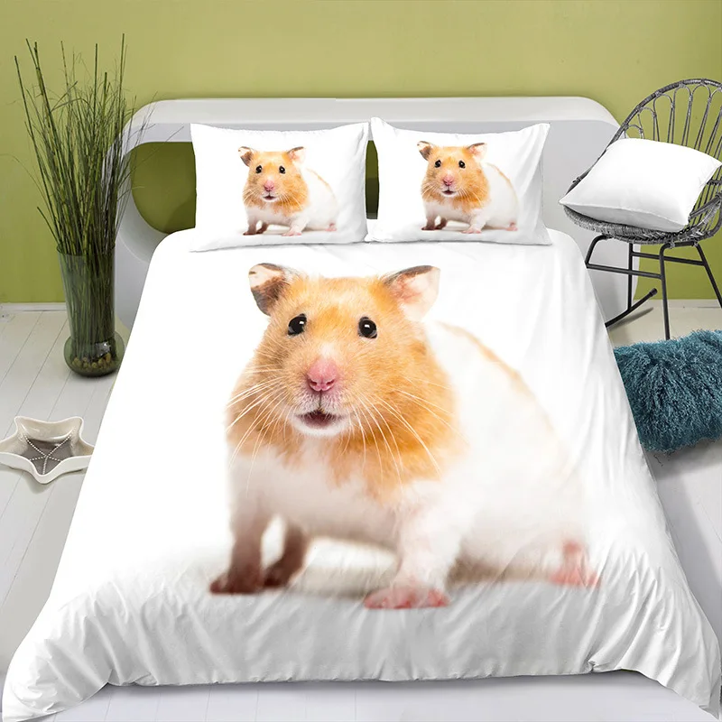 3D Anime Cute Hamster Bedding Set - Available in Single, Twin, Full, Queen and King Sizes, Ideal for Adult and Kid Bedrooms