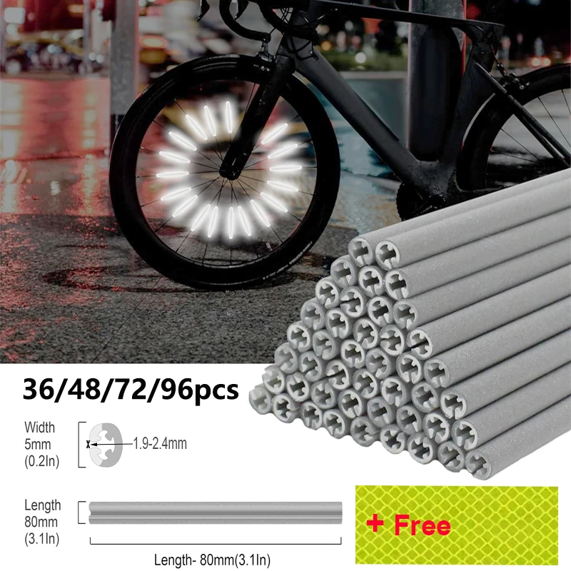 36/48/72/96Pieces 8cm Spoke Reflectors Bicycle Set Waterproof Easy Assembly, Safe Riding at Night Reflectors