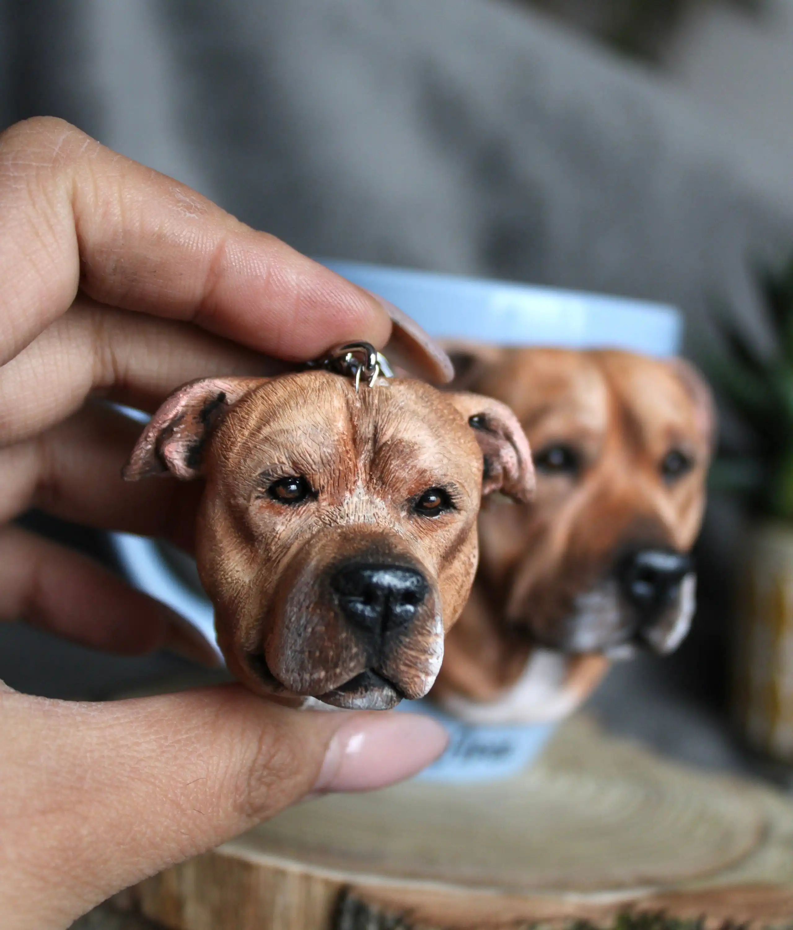 Porte-Clés Personnalisé avec Portrait de Dessin Animé pour Animaux de Compagnie, Ornement de Tête de Chien, Mini Sculpture Personnalisée, Idées