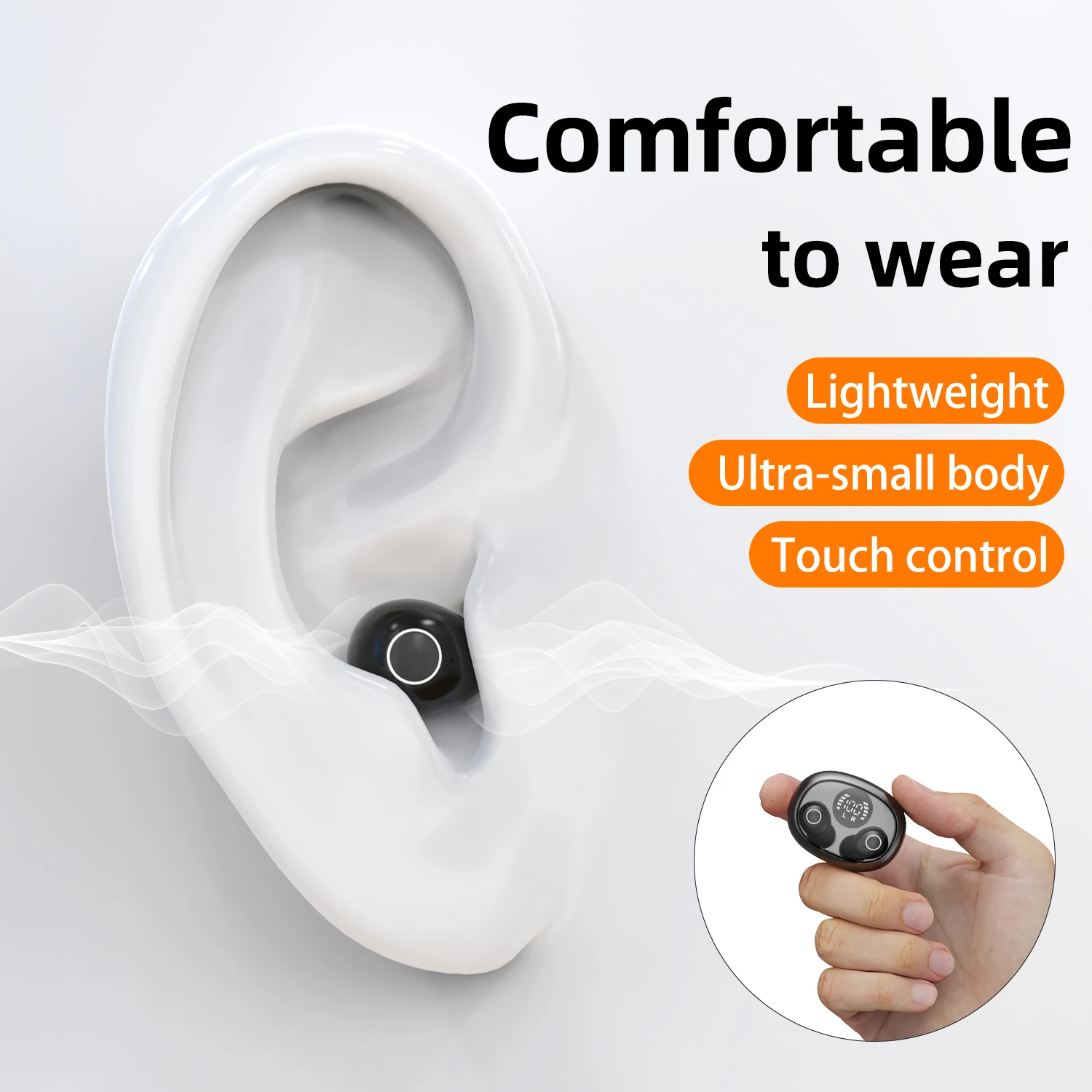 Sleep Hidden Headphones Wireless Invisible Earbuds for Sleeping Sleep Tiny Earbuds for Side Sleepers Tiny Smallest Earphones