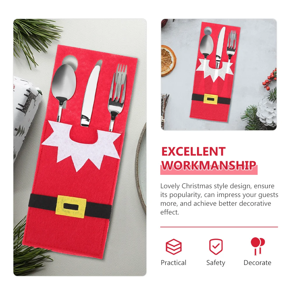 

4Pcs Christmas Cutlery Holders Xmas Party Silverware Holder Table Decoration for Holiday Events Cutlery Holder