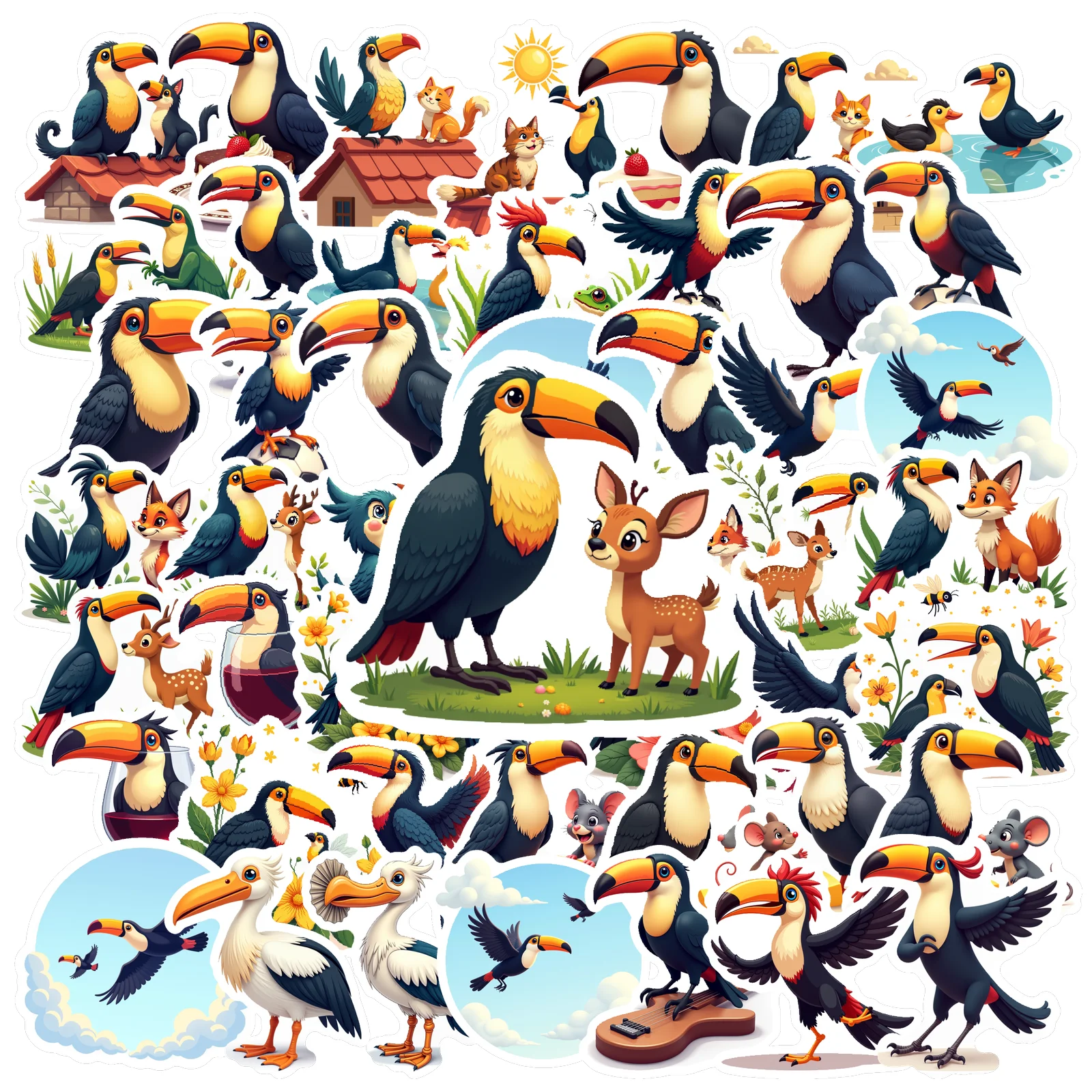 

Красочные мультяшные наклейки, съемные декоративные наклейки, водонепроницаемые, отклеивающиеся и наклейки для бутылок с водой для подростков