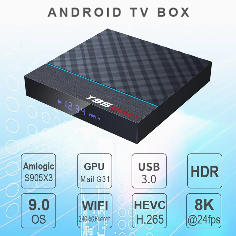 T95MAX+ Great TV-Box High Performance Compact S905X3 Quad Core WiFi TV Set-Top Box Smart TV-Box Efficient Heat Dissipation