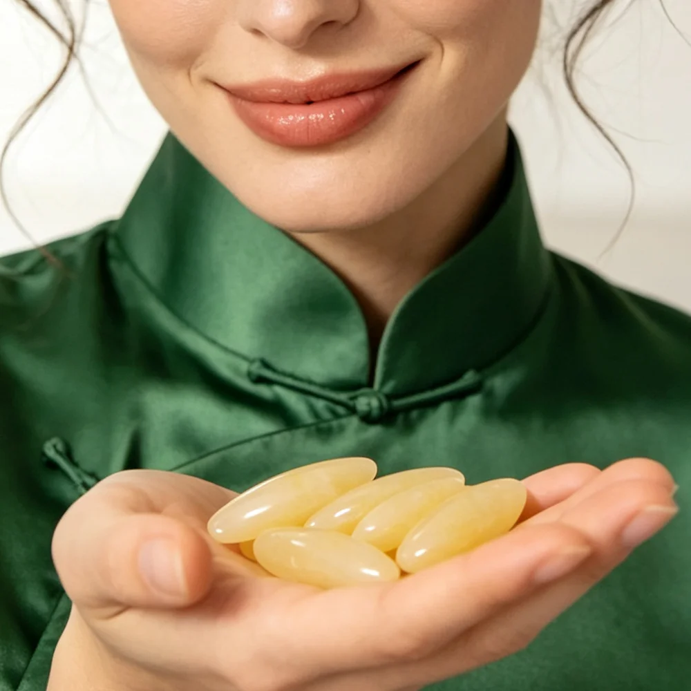 Natural Antique Yellow Jade Olive Buttons – Elliptical Stone Buttons for Coats, Cardigans & Designer Projects