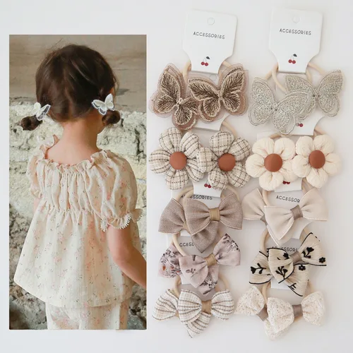 Imagen 1 del producto Juego de 5 pares de adorables elásticos para el cabello con estampado de mariposas para niñas pequeñas