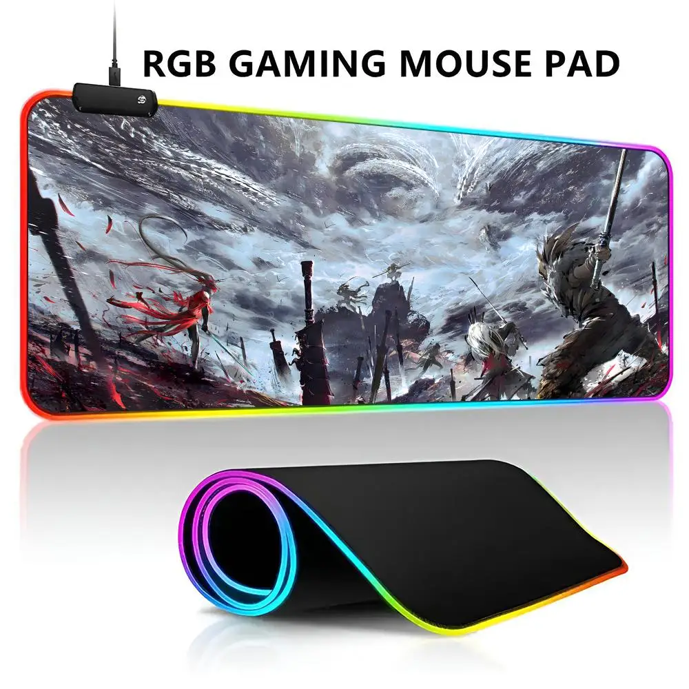 N-Naraka B-Bladepoint RGB LED Light Gaming Mousepad Waterproof Large Gamer Mouse Carpet Big Mause Keyboard Pad PC Desk Play Mat