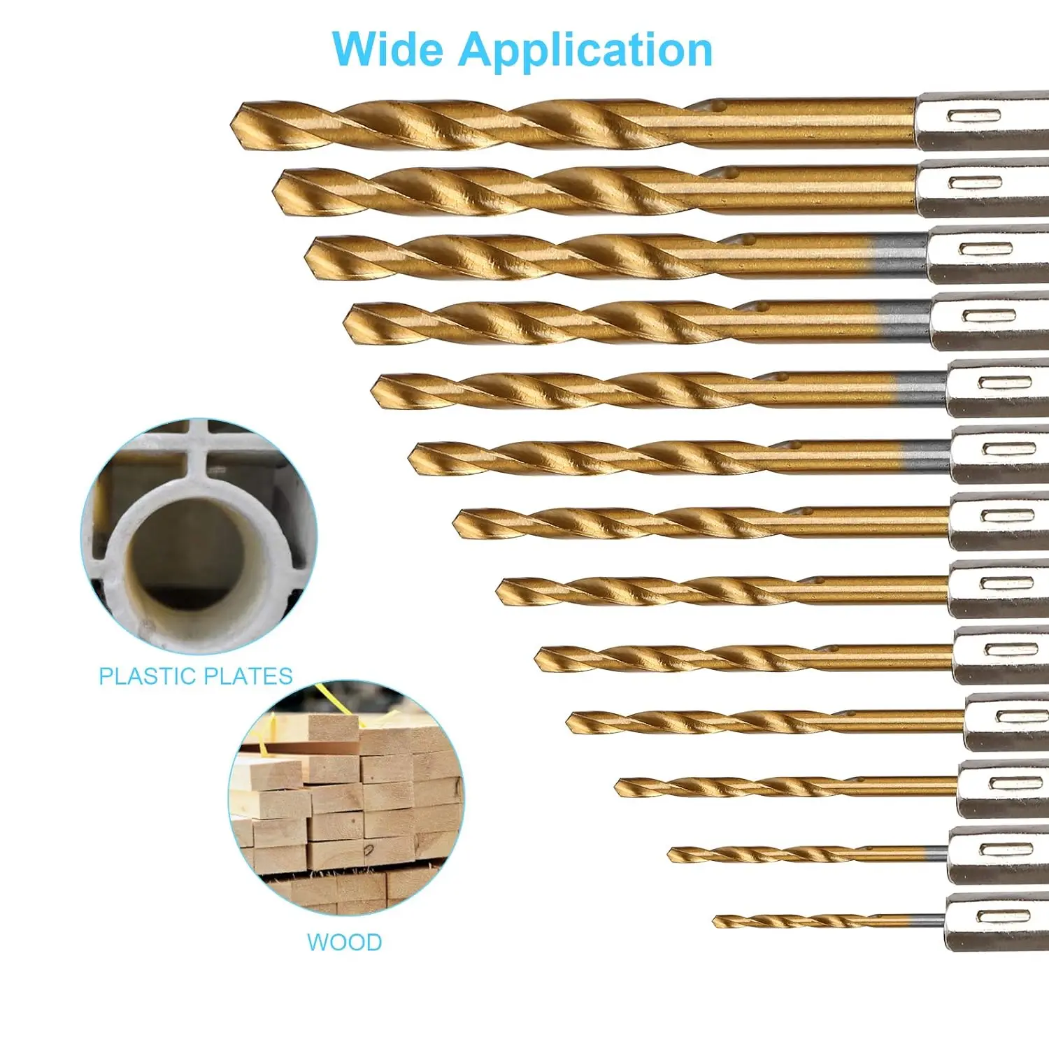 13PCS 1.5mm-6.5mm Drill Bit Set Titanium Coated High Speed Steel Hex Shank Hole Opener For Wood Plastic Aluminum