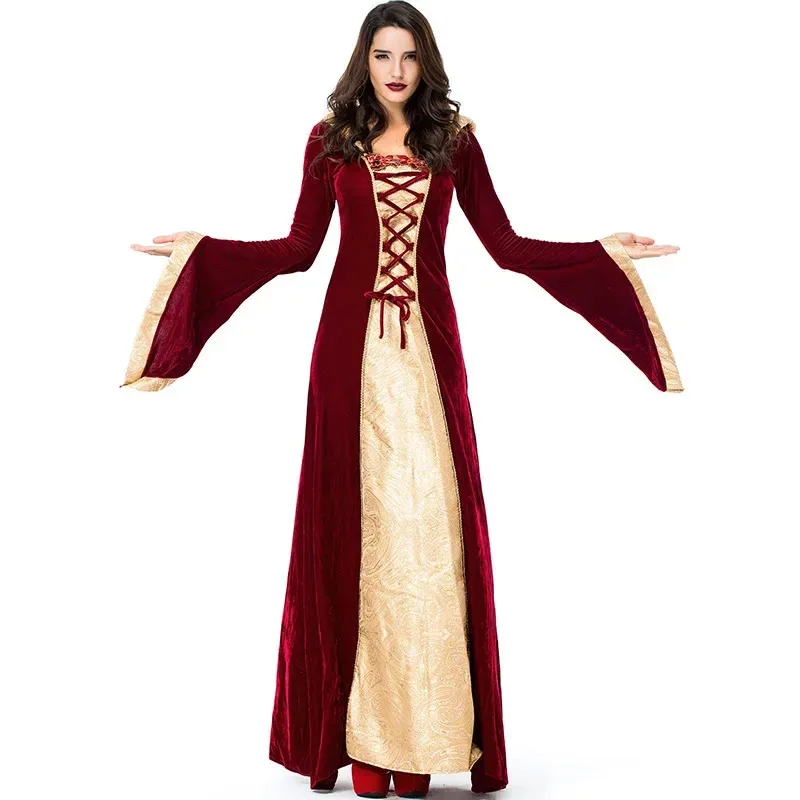 فستان نسائي من عصر النهضة في العصور الوسطى رداء بوريم للهالوين كرنفال زي سيدة العروش للبالغين