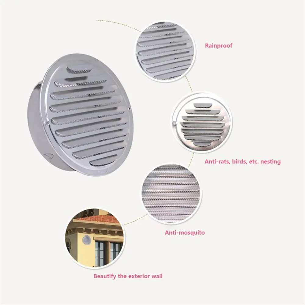 Stainless Steel Anti-bird And Rat Round Vents Cover Air Circulation Ducting Ventilation Grilles Exterior Wall Air Vent