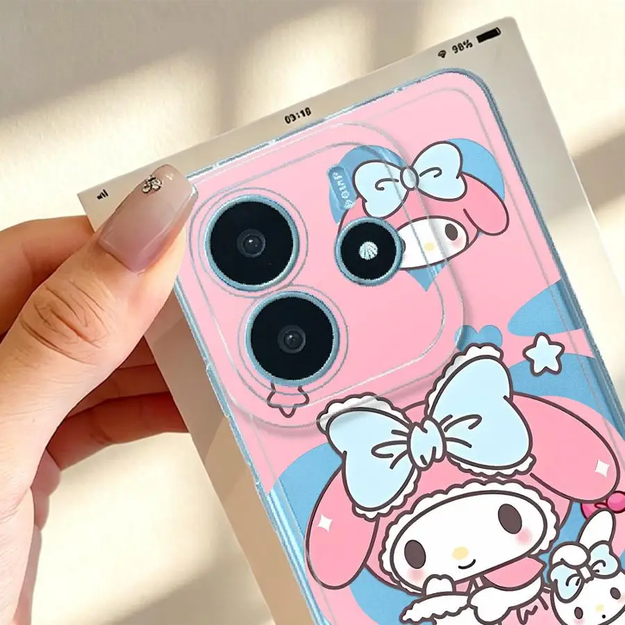 Cartoon Sanrio Melody Soft Phone Cover Case for Xiaomi Redmi Note 15 13C A4 Note 13 14 Pro Plus 9 10 11S 14C 10S 11 12 12S view 3