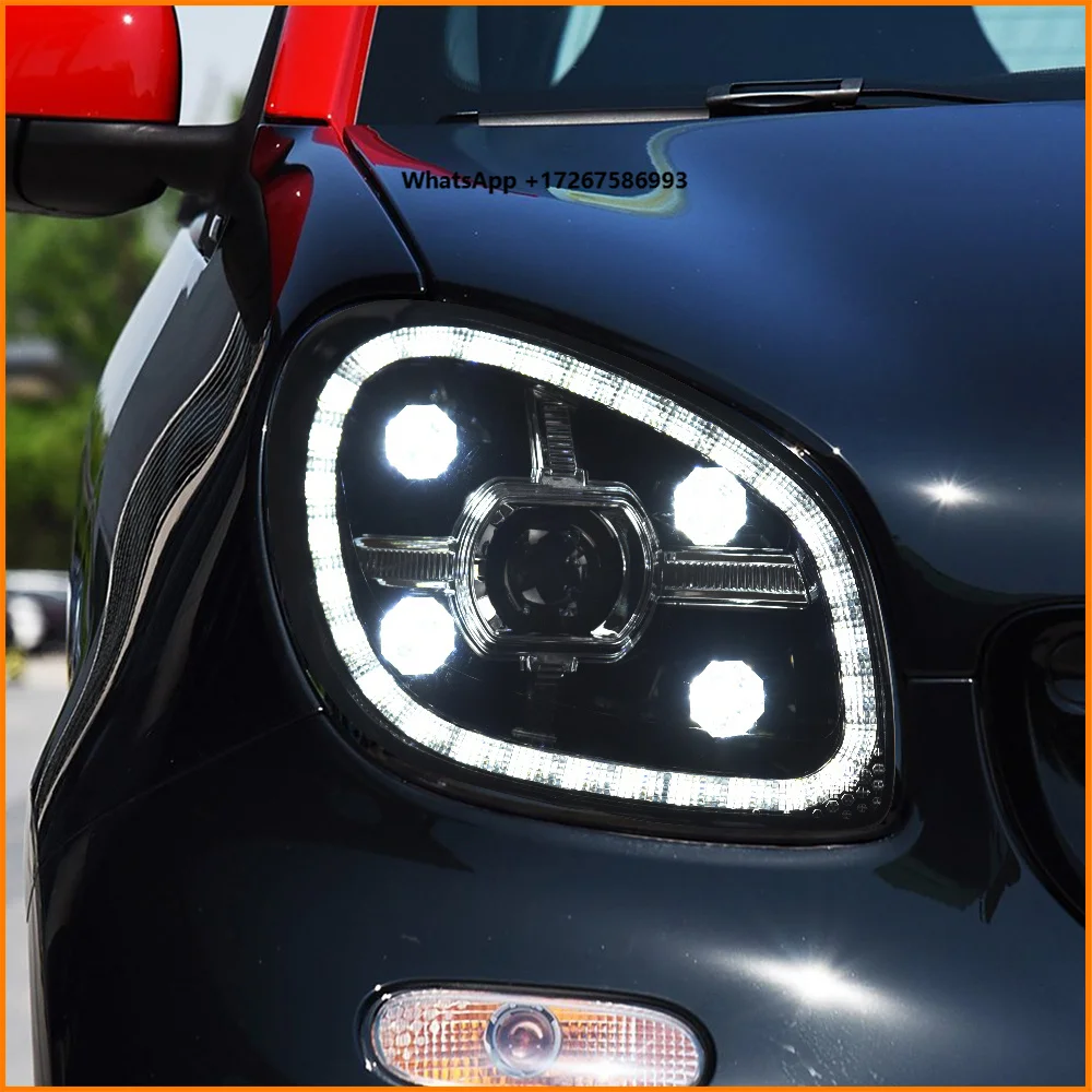 Car Light for Benz Smart 2015-2019 LED Auto Headlight Assembly Upgrade Diamond Crystal Bifocal Lens Front Lamp Accessories