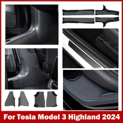 8PCS protezione davanzale della porta modello in fibra di carbonio ABS per Tesla Model 3 Highland 2024 decorazione della protezione dell'ingresso della porta posteriore anteriore