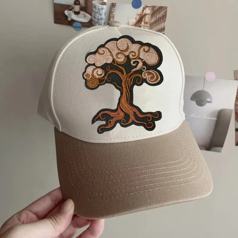 1PC Ancient Tree Embroidered Patch Iron On Sew On Patches For Clothing Cap Bag Jacket DIY Gift Vintage Badge With Hot Adhesive