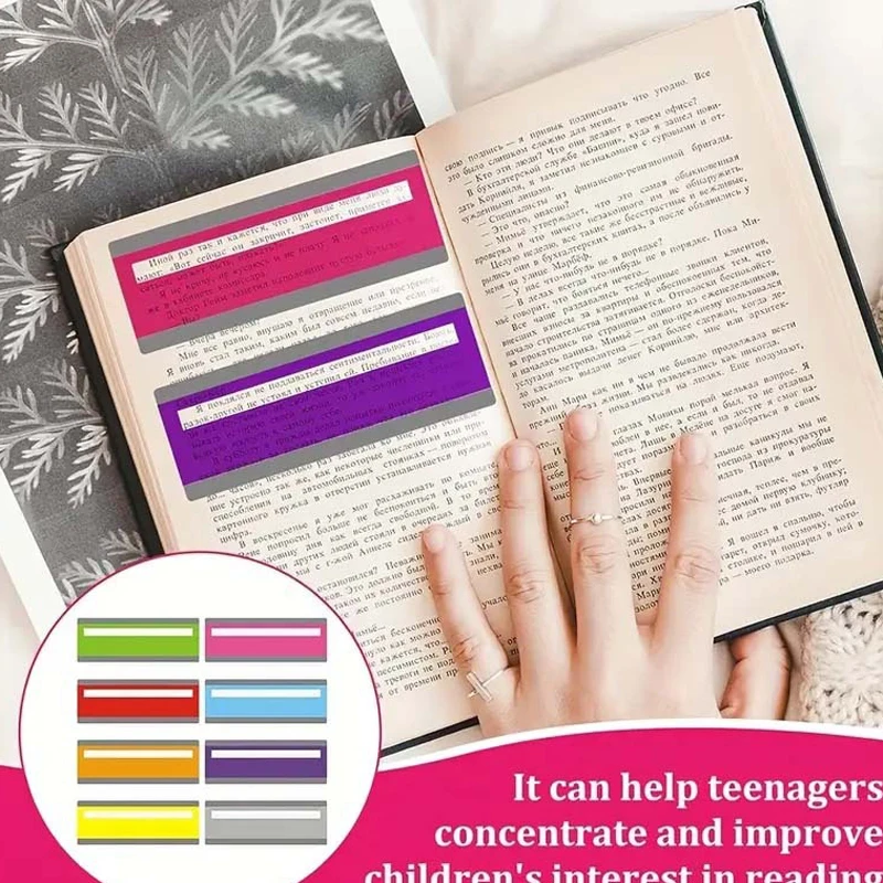 1-8 Pieces Large Size Guided Reading Strips Highlight Overlays Multicolor Reading Tracking Rulers for Dyslexics Bookmarks