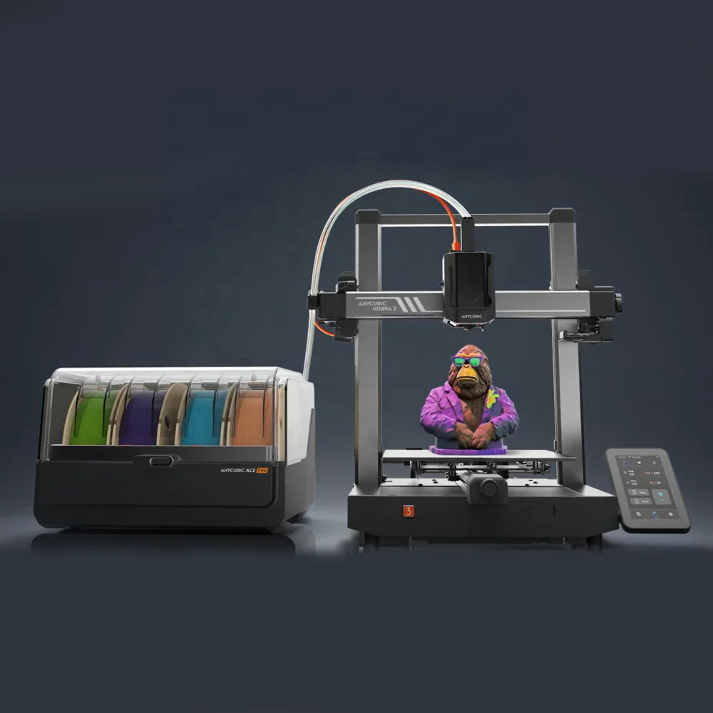 

Anycubic Wholesale KOBRA 3 COMBO Multicolor High Speed Max 600mm/s Large Print Size 250*250*260mm Desktop FDM 3D Printer