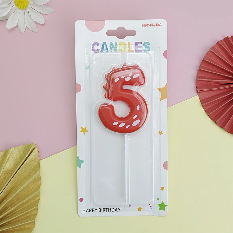 1PCS Rot Dinosaurier Nummer 0-9 Kuchen Kerze Alles Gute Zum Geburtstag Festliche Rote Geburtstag Party Kuchen Mädchen Dekoration kerze – Detail 5