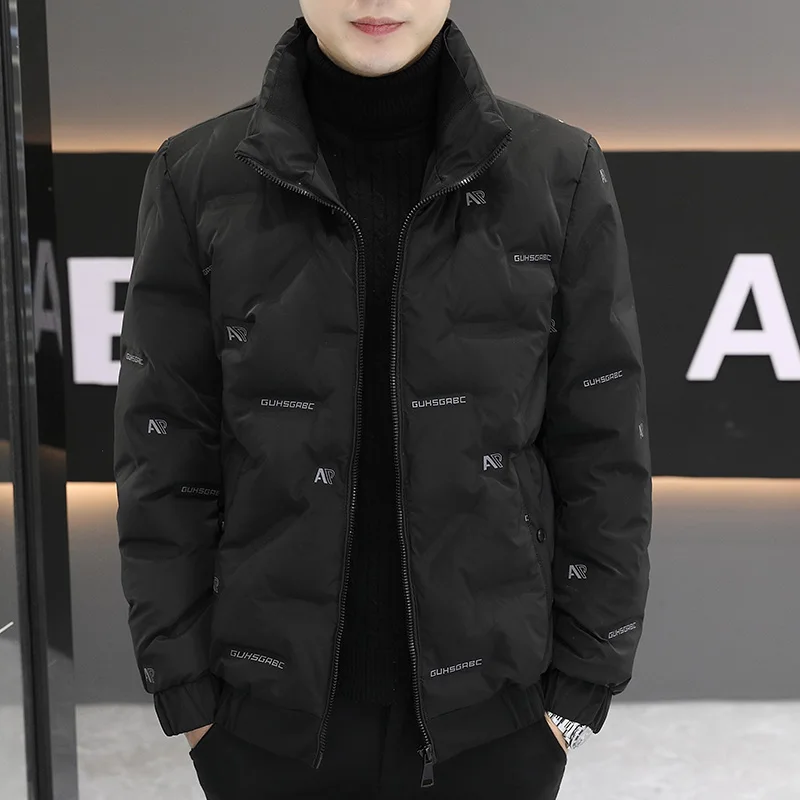 

Мужская зимняя пуховая куртка: новая модная легкая утепленная модель с воротником-стойкой, повседневная верхняя одежда из водонепроницаемого полиэстера, 50% пуха