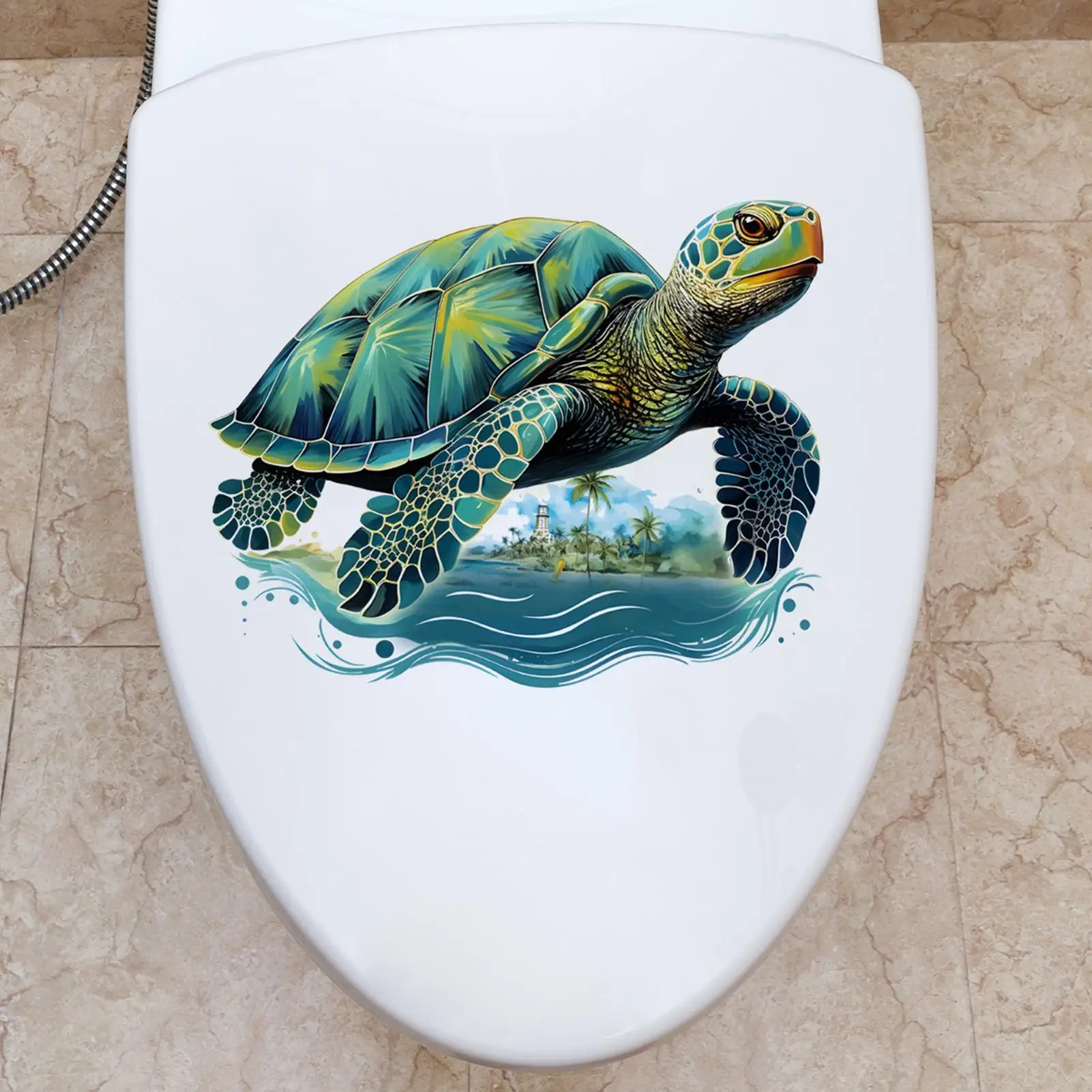 Toilet Stickers Decals Self Adhesive Turtle Toilet Decals for Bathroom Cartoon Multifunctional Waterproof Backdrop Decor