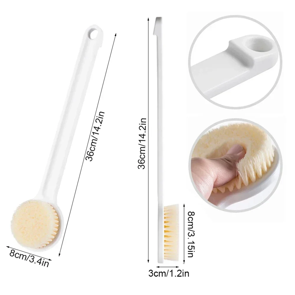 Long Handle Bath Brush Exfoliating ScrubberBody Scrub Back Massage Brush Shower Brush Sponge Exfoliator Cleaning Bathing Tools