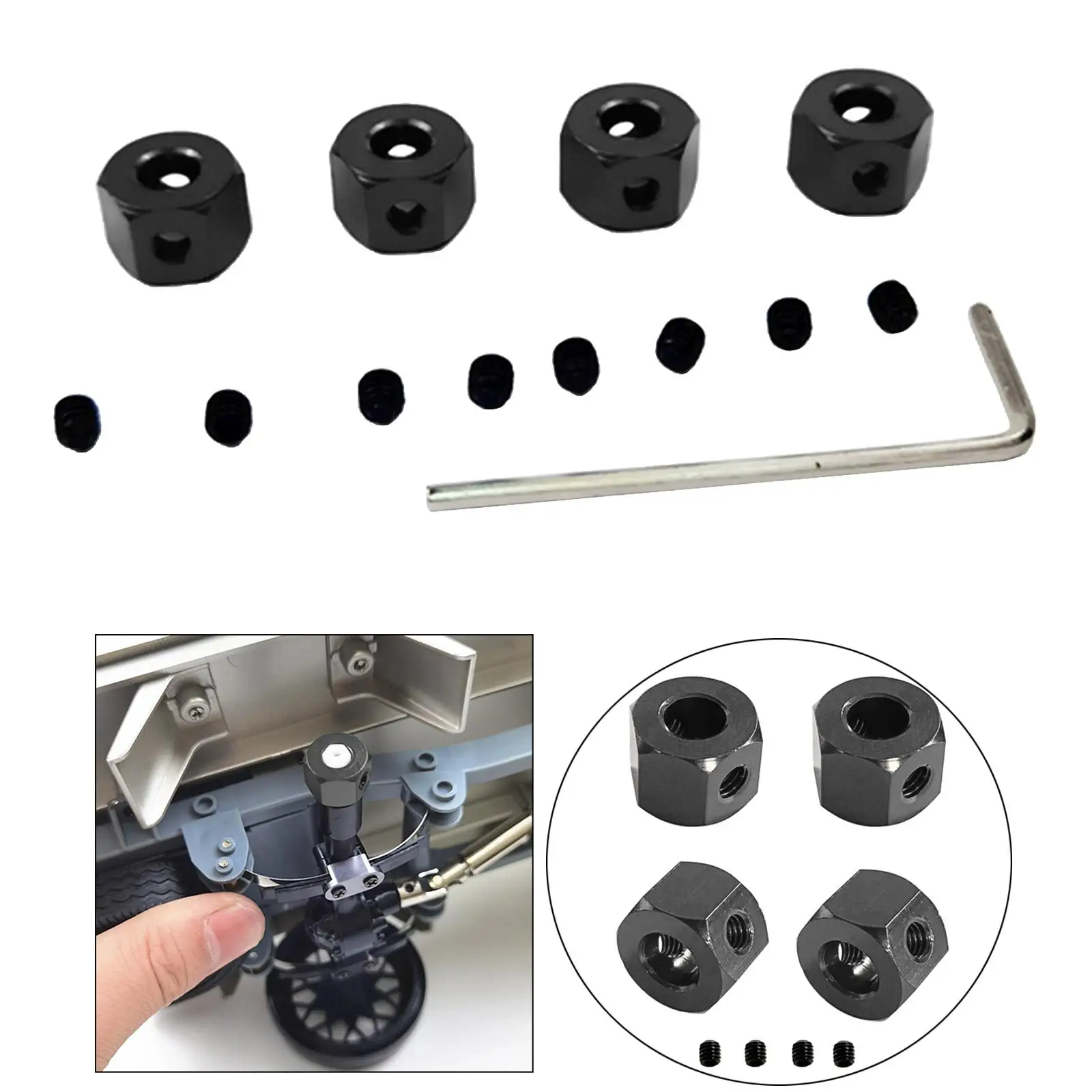 12mm Metal Hex Adapter Drive Upgrade RC Truggy Buggy Truck Parts for WPL D12 1/16 Car Handling Enhancement