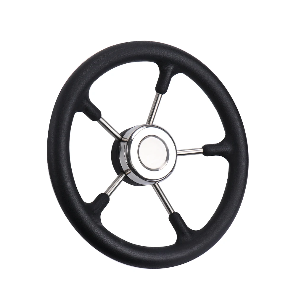 Boat Accessories Marine 13 Inch Stainless Steel 5 Spoke Destroyer Steering Wheel with Black Foam