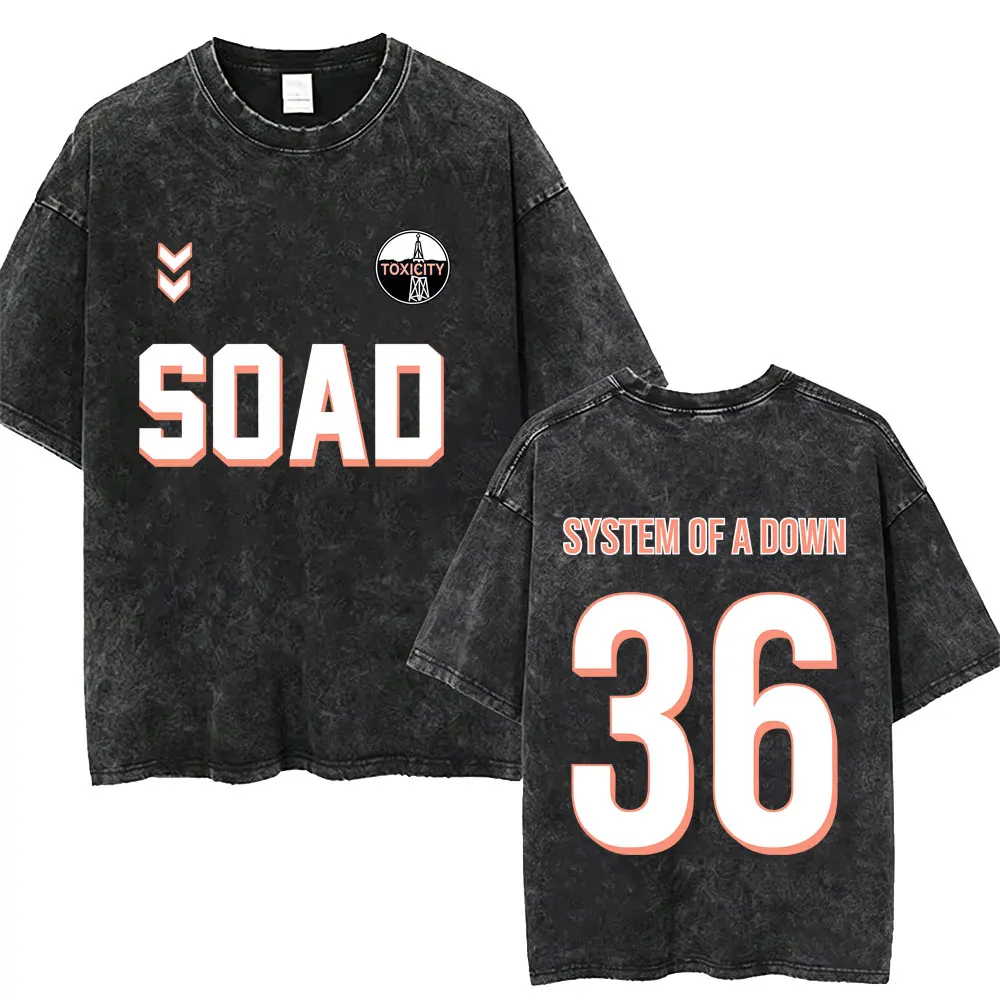 Washed Vintage System of A Down Toxicity Merch T-shirt Men's Clothing Rock Oversized T Shirt Male 90s Alternative Metal T-shirts