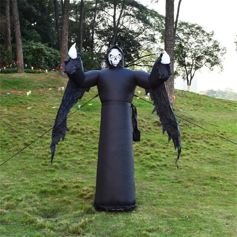 

Custom Blown Outdoor Lawn Inflatable Ornaments 7 Feet High Giant Halloween Decorations Ghost Faces Inflatable
