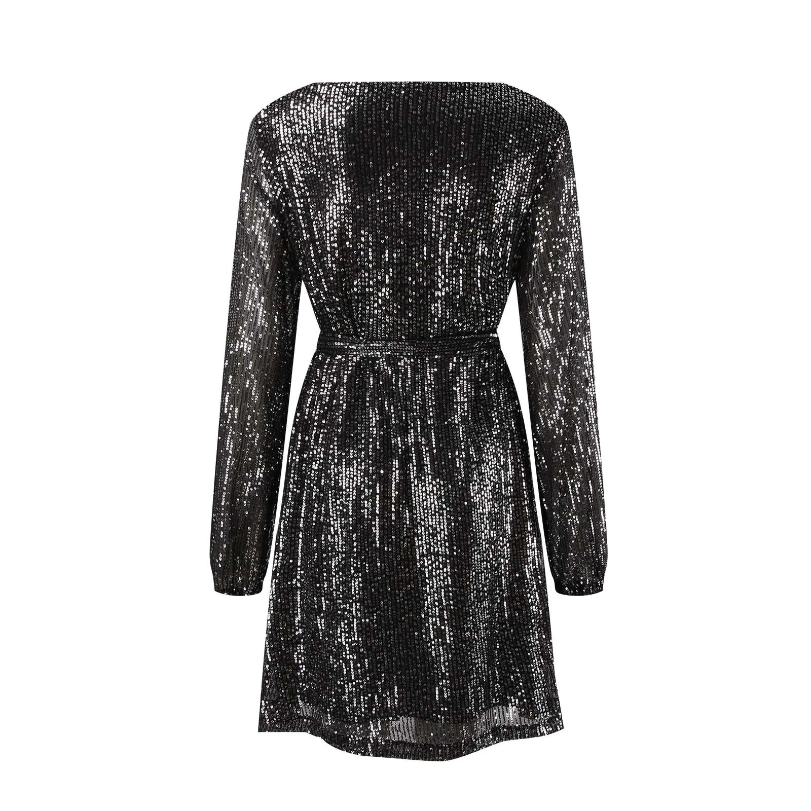 Sequin Dress For Women Long Sleeve Crewneck Sparkly Glitter Mini Dress Elegant Wedding Cocktail Vestido Gala Prom Wedding Sexy