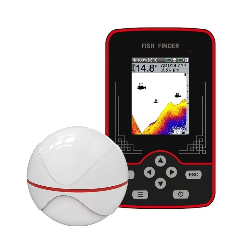 IPX5 Waterproof Sonar Fish Finder 125KHz Wired Wireless Dual Probes for Raft Boat Sea Fishing Tackle Gear Digital Echo Sounder