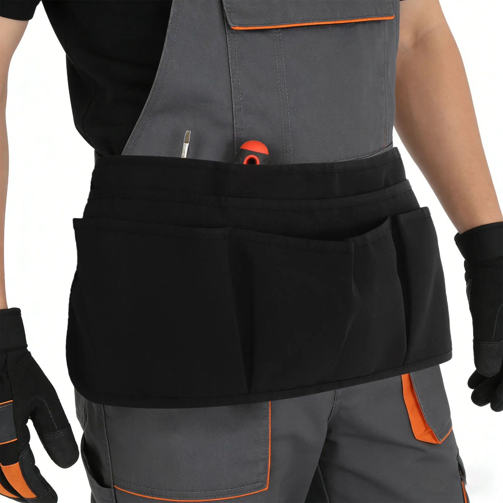 

Tool Apron Black 12 Pockets Adjustable Buckle Waist Aprons for Men Women Multi Pocket Utility Workwear Outdoor Work Apron