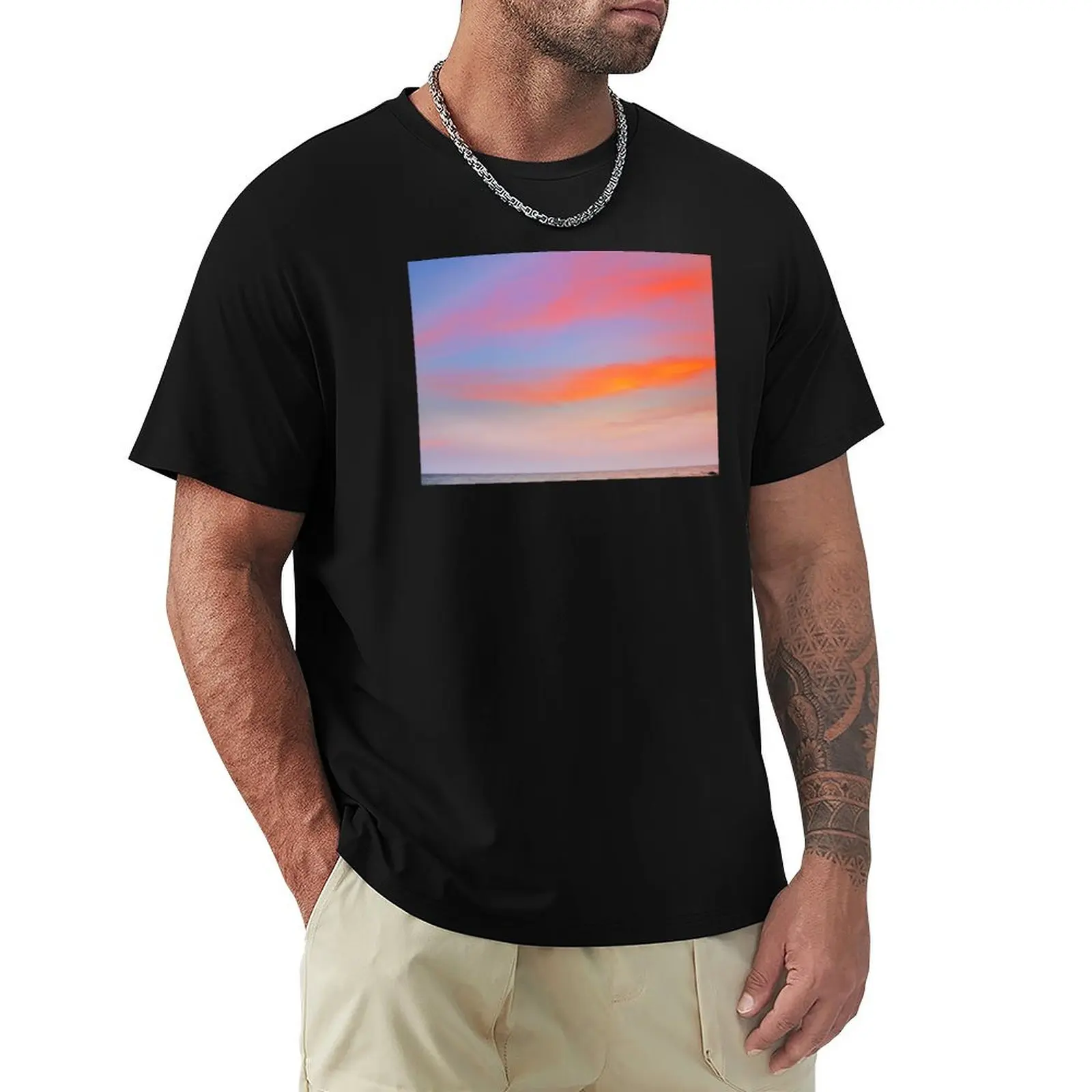 Pink Purple and Blue Summer Sunset Ocean View T-Shirt vintage clothes aesthetic clothes anime summer top t shirt men