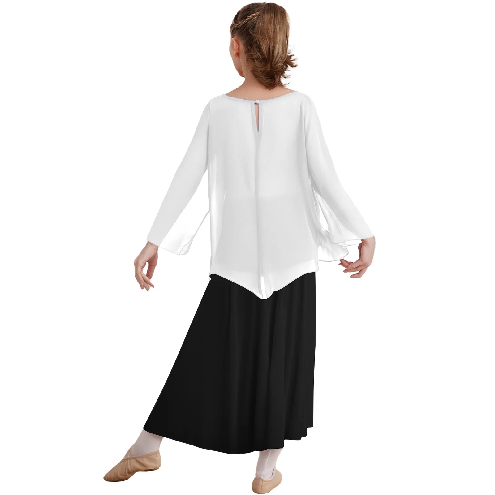 الفتيات العبادة الليتورجية الرقص الزي طويلة الأكمام البلوز تجاهلت مع فستان لأداء جوقة الكنيسة الثناء الغنائي #4