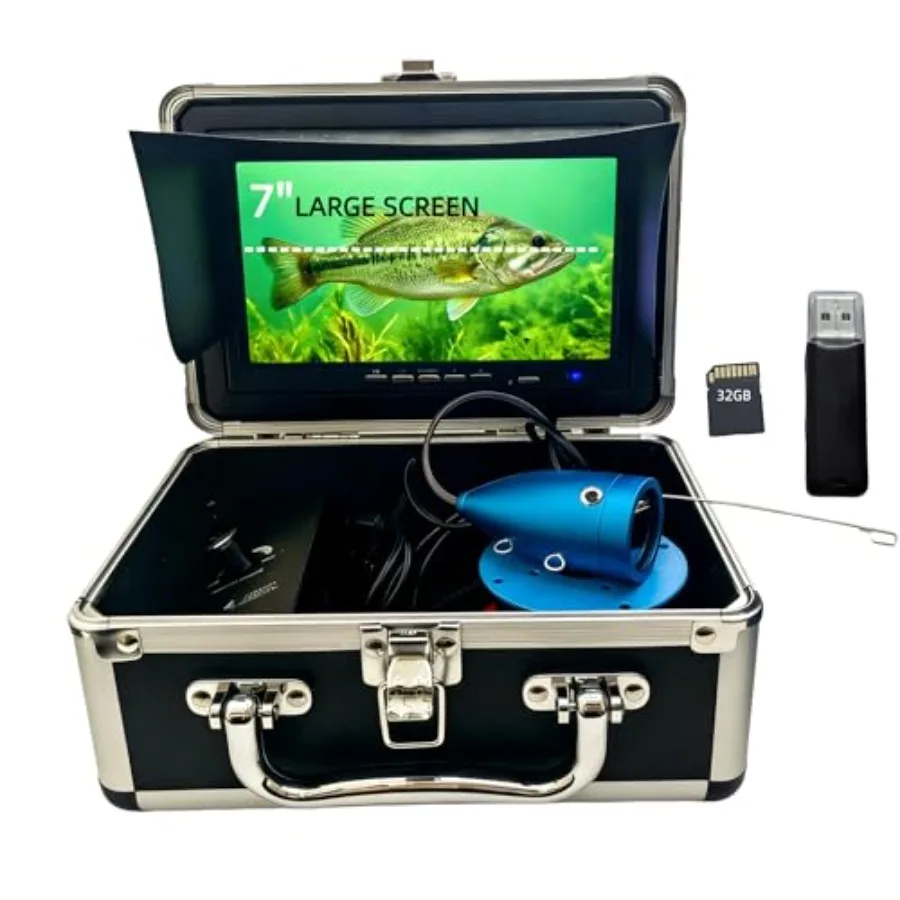 

Fishing Camera for boat, lake, river, dock, pier, shore use; HD plastic black camera with real-time view, 12 IR + 12 white LEDs