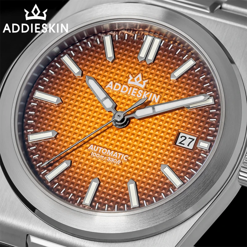 AddiesKin Watches Luxury 9015 Mechanical Movement Waffle Pattern Design 39mm Automatic Watch Men 100m Waterproof Super Luminous