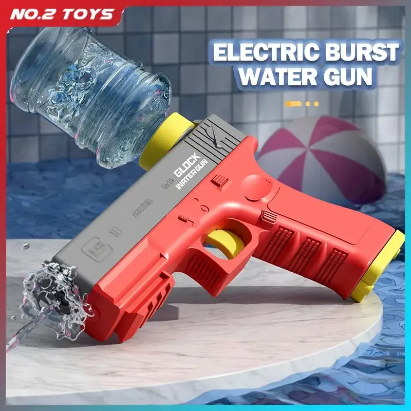 مسدس مياه كهربائي مع مسدس شحن زجاجة مسدس مياه أوتوماتيكي مسدس عالي الضغط لعبة أطفال خارجية للحفلات على الشاطئ لعبة معركة #5