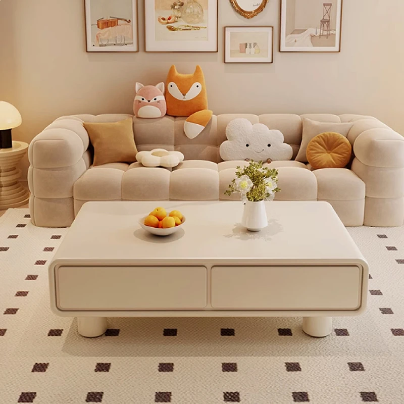 Meja Kopi Putih Krem Desain Modern Pesta Santai Kreatif Estetika Meja Samping Trendi Furnitur Unik Meubles Eropa
