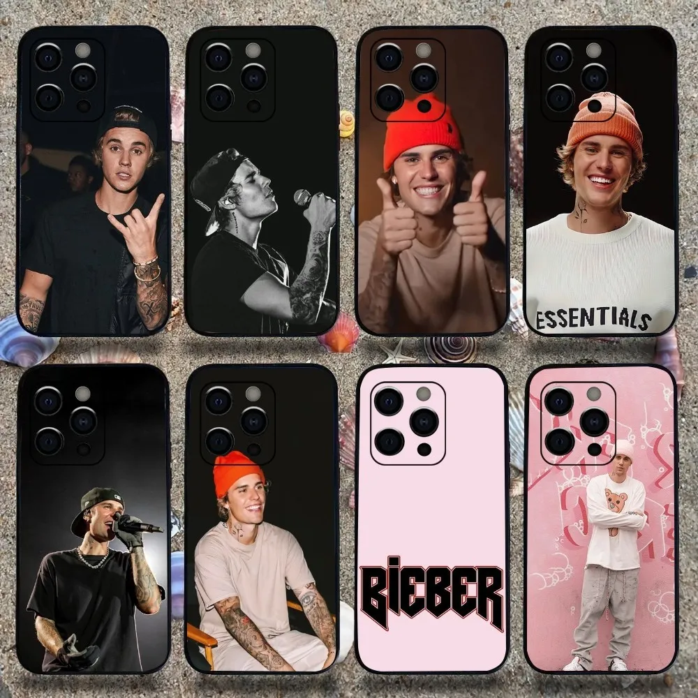 

Fashion Justin Bieber Phone Case For Apple iPhone 15,14,13,12,11,Pro,X,XS,Max,XR,Plus,Mini Soft black shell