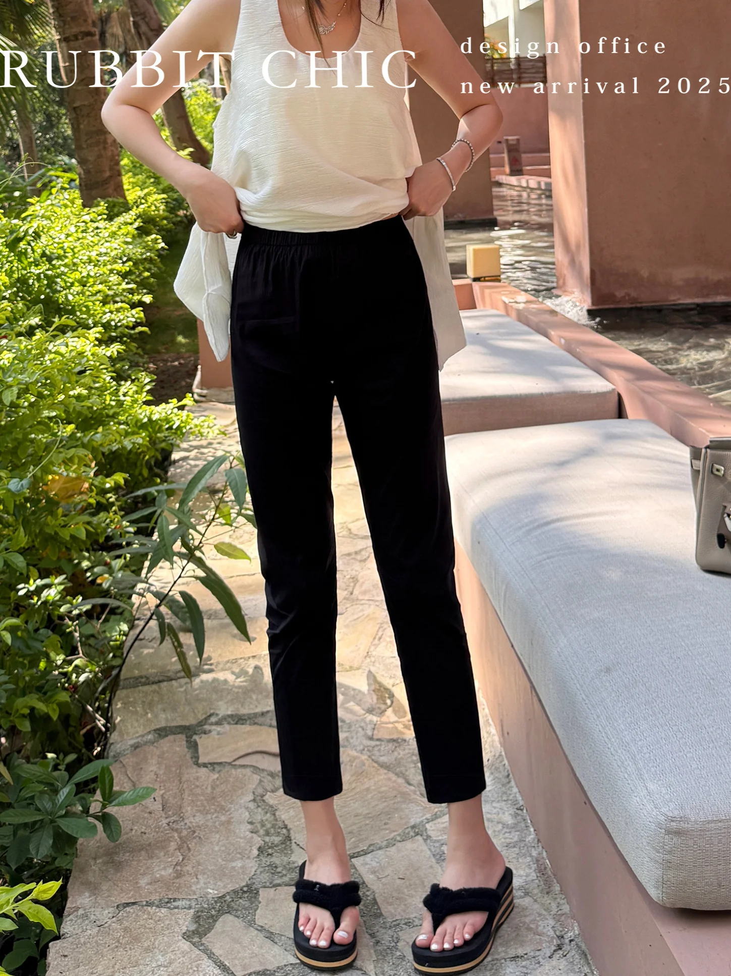 

Брюки-леггинсы Rubbit Chic с высокой талией, эластичные, из хлопка, стрейч, для повседневной носки, новинка лета, комфортная посадка