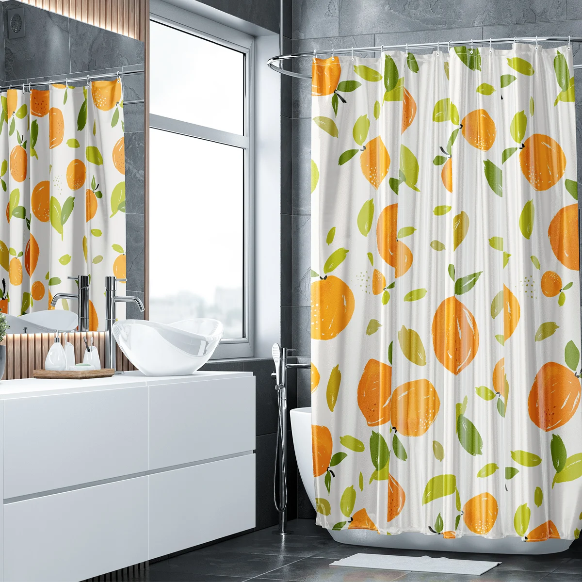 Orange waterproof shower curtain   1pcs