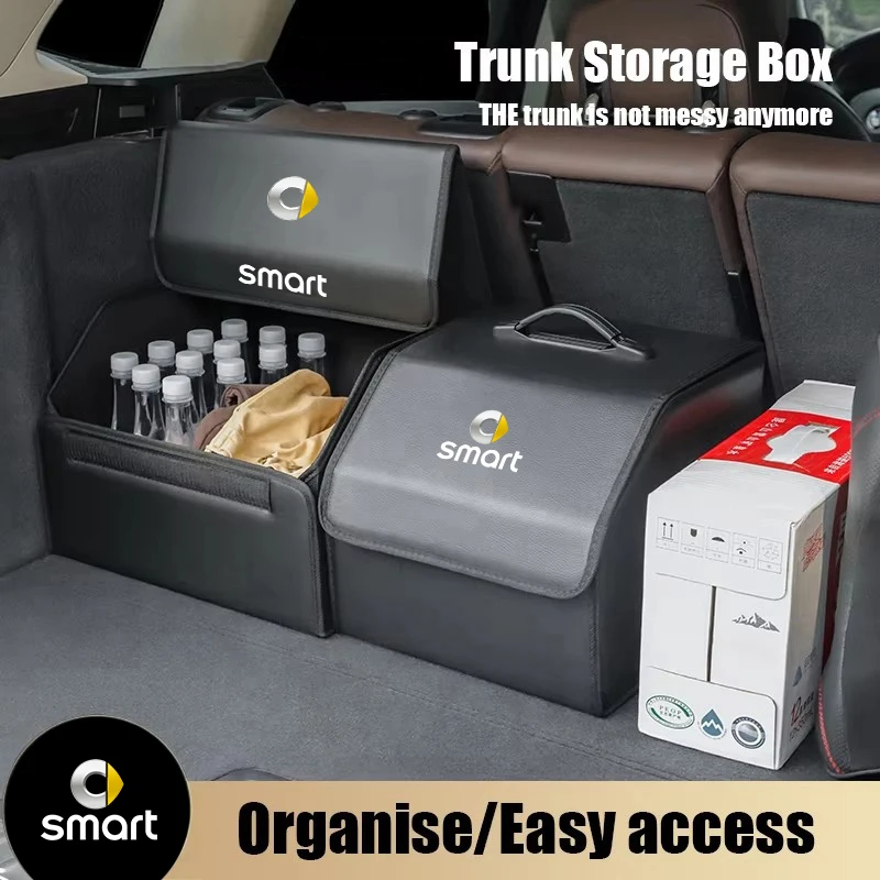 

Car Trunk Collapsible Leather Tidying Stowing Box Accessories For Smart Fortwo Forfour 451 453 450 452 454 Roadster Coupe Cabrio