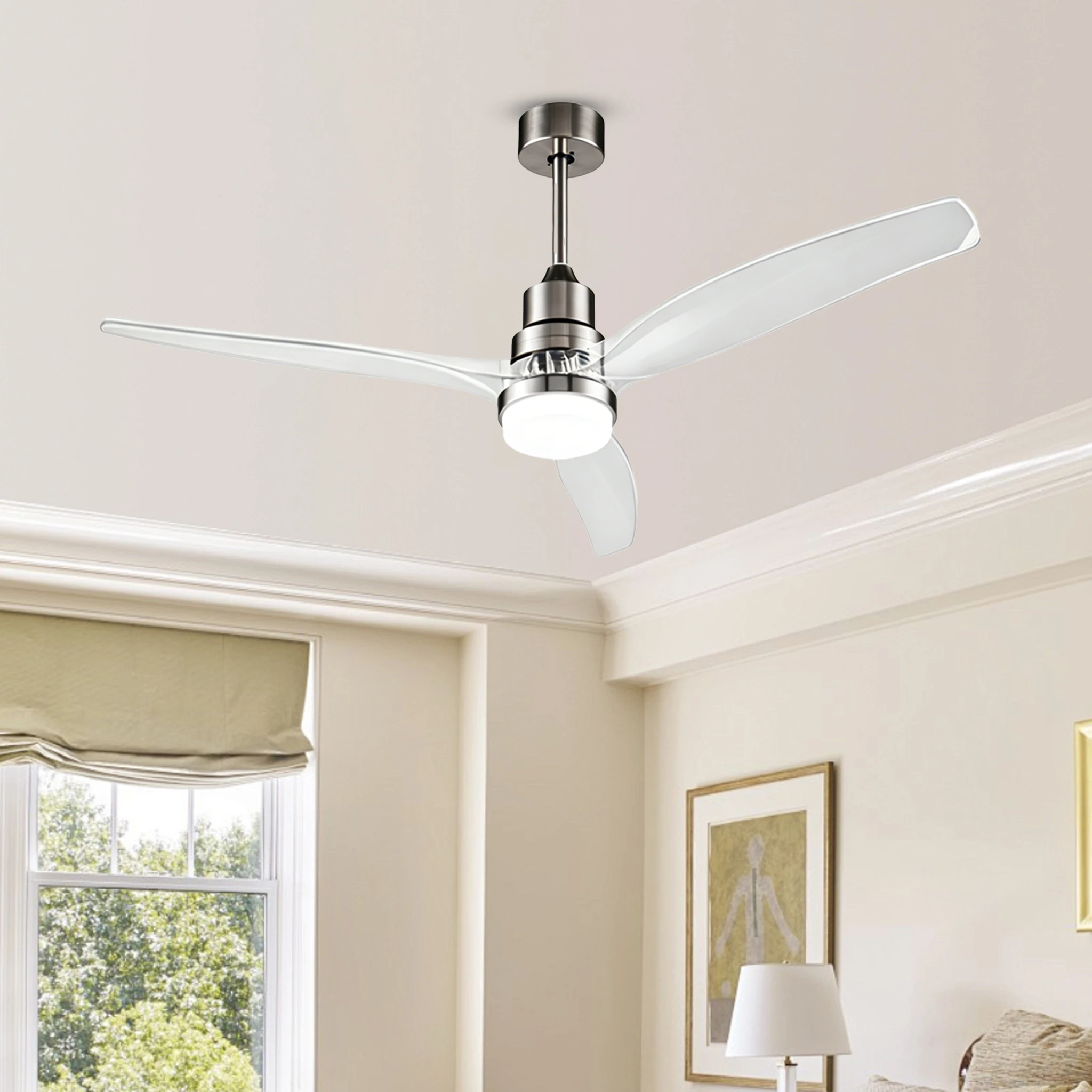 

52 Inch Ceiling Fan With Light and Remote Control Dimmable Light 3 Reversible Blade Quiet DC Motor Electric Fans For Indoor