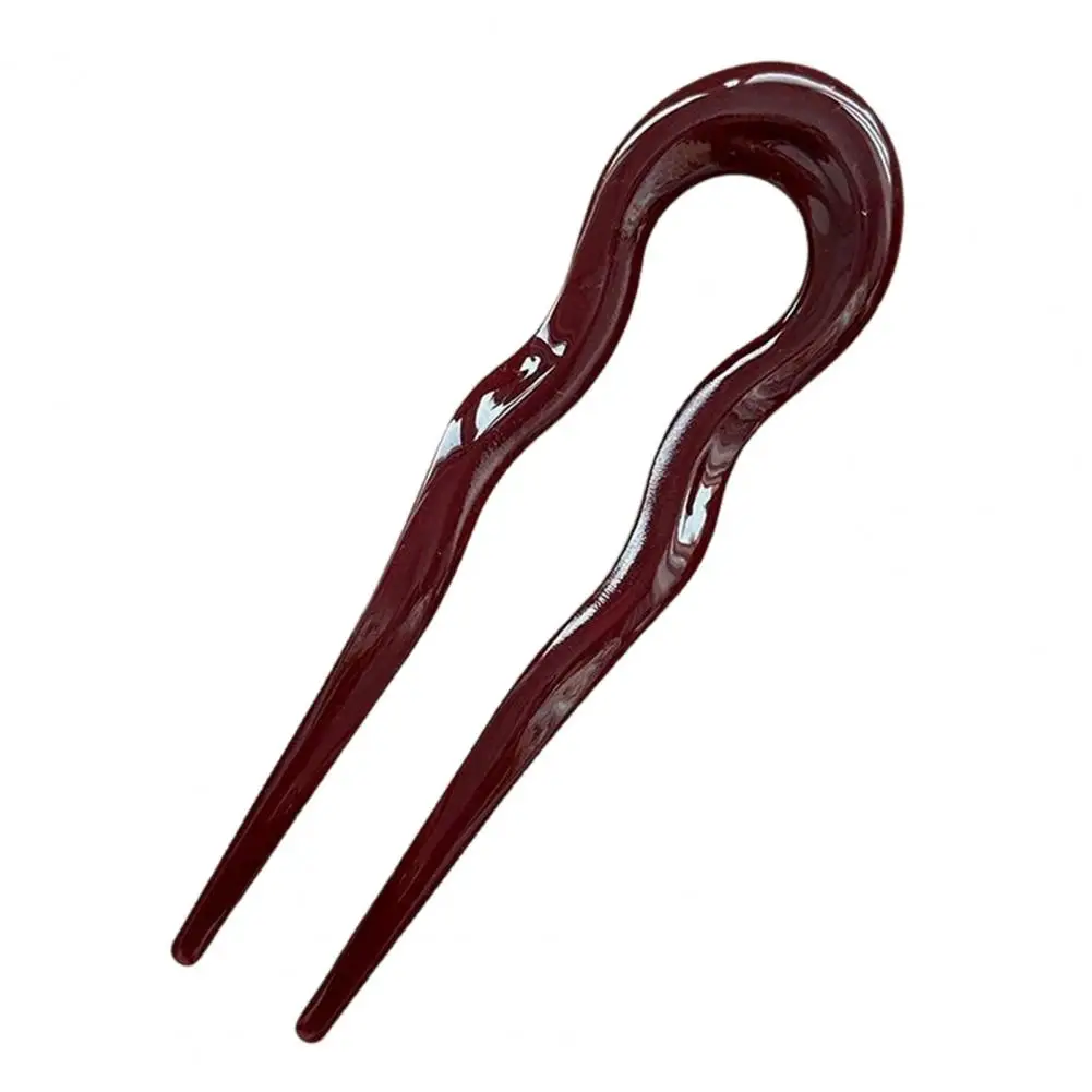 Curved Hairpin Stylish Acrylic Hair Fork for Women Wave U-shaped Hairpin for Back Head Bun Lightweight Use Hair Accessory Back