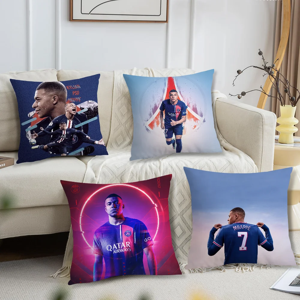 Soccer Star Pillow Case Sofa Living Room Headboard Bedroom Backrest Cushion Square Cushion K-Kylian Cool M-Mbappes Nap Time