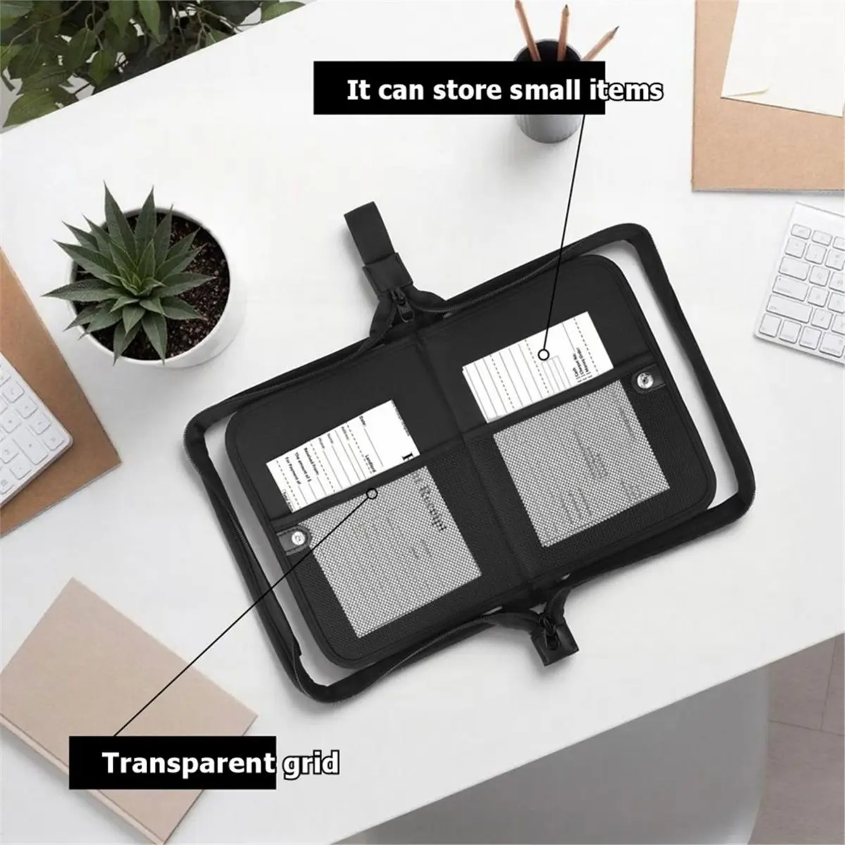 Multi-use Gear Zippered Key Case Organizer Waterproof Key Binder with 24 Hooks and Tags Portable Key Storage Book