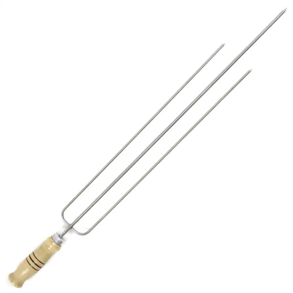 70 cm Stainless Round Trident with Wood Handle