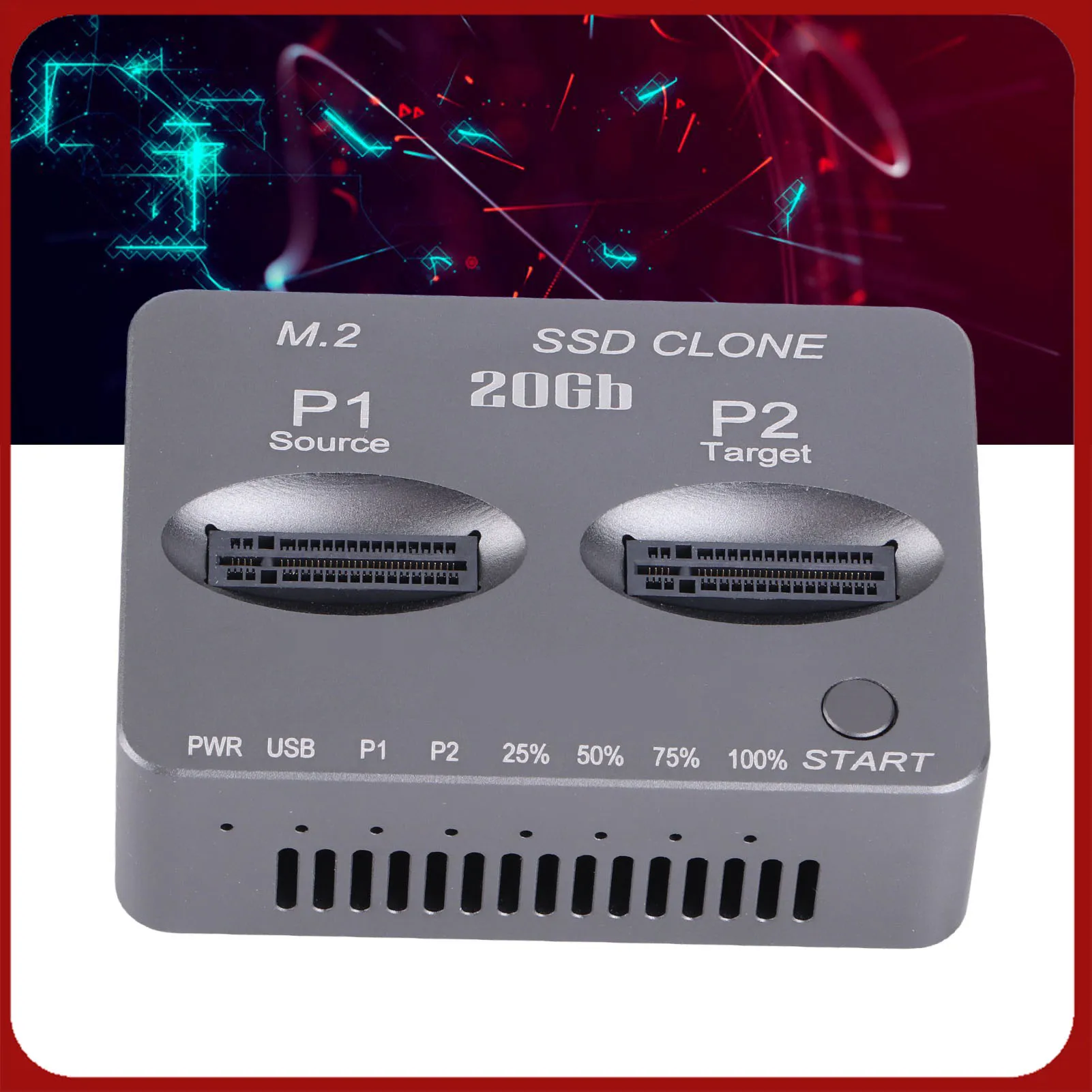 

Док-станция M.2 NVMe SATA USB 3.2 TYPE C Gen2 X 20 Гбит/с Двухпропускная автономная док-станция с клоном Док-станция с двумя отсеками