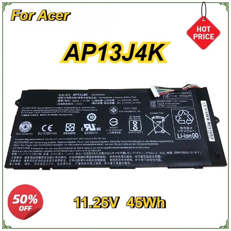 New AP13J4K Laptop Battery for Acer Chromebook C720 C740  C720P C720-2844 C740-C5U9 ZU12029-13020 AP13J3K 11.25V 45Wh