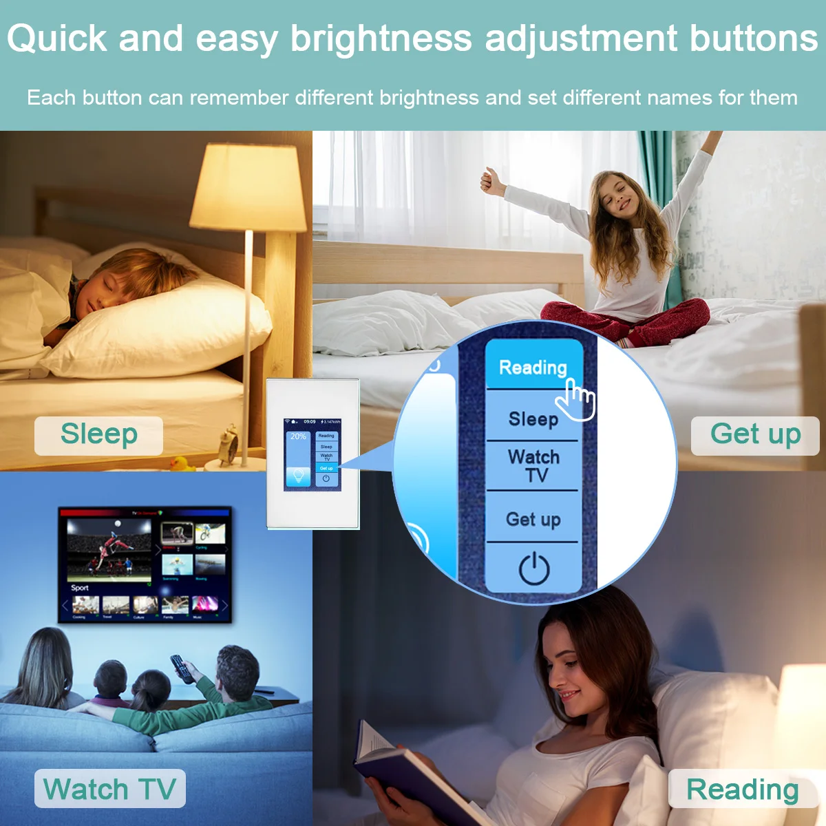 Lswitch 8 Smart Switch Wifi Wall Central Control Glass Touch Panel Gteway Light Curtain Switch Tuya Google&Alexa Smart Home