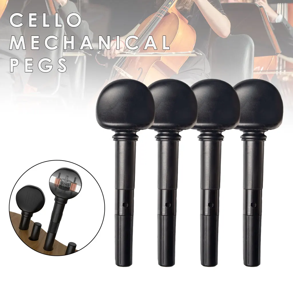 Adavanced 4PCS Acoustic Cello Scrolled Head Cello Geared Pegs Finetune Eays Tuning Pegs 4/4 3/4 Size Cellos Accessories