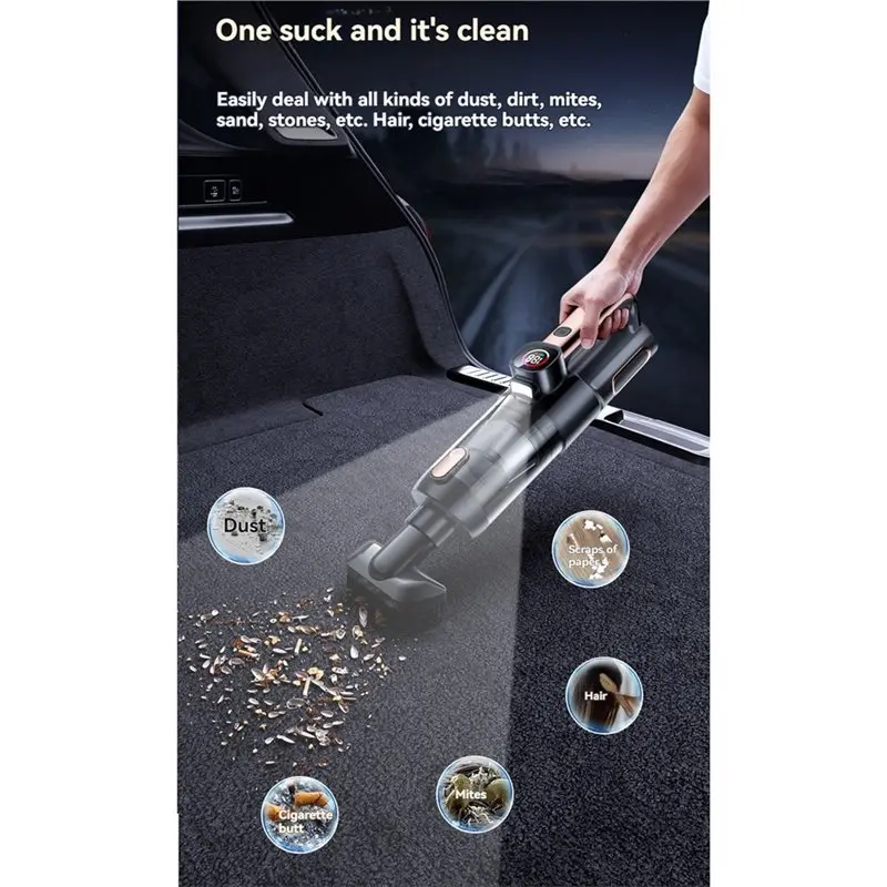 2-In-1 Wireless Car Vacuum Cleaner Handheld Air Blower Wireless Powerful Suction For Vehicle Interior Detailing
